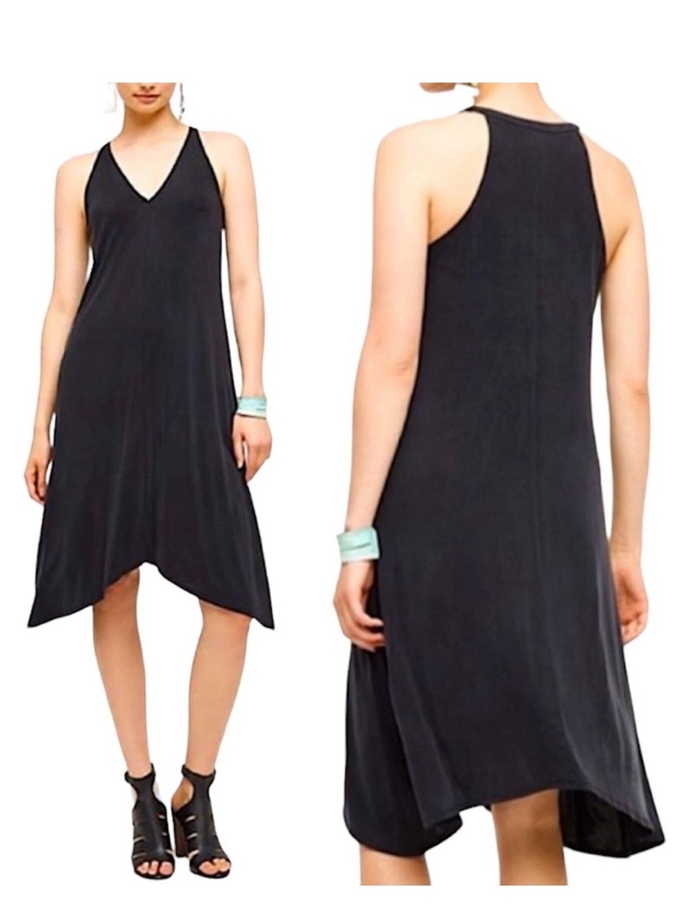 dolan Black Asymmetrical V-Neck Racerback Dress